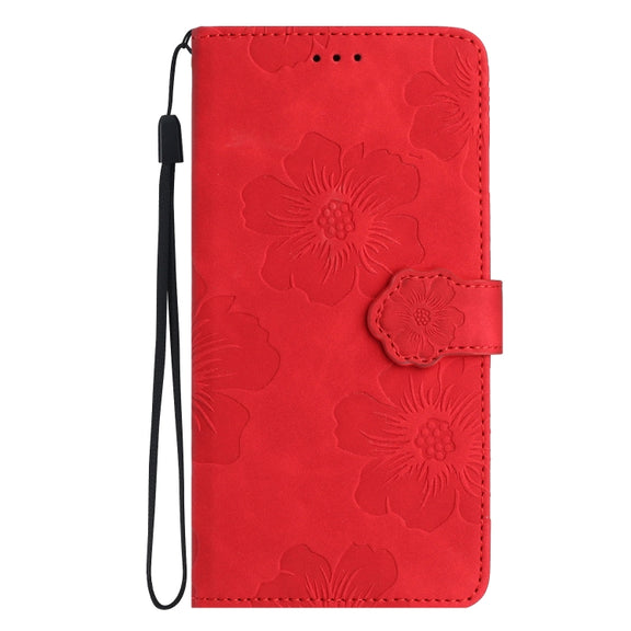 For Samsung Galaxy S25 5G Flower Embossing Pattern Leather Phone Case(Red)