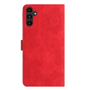 For Samsung Galaxy S25+ 5G Flower Embossing Pattern Leather Phone Case(Red)