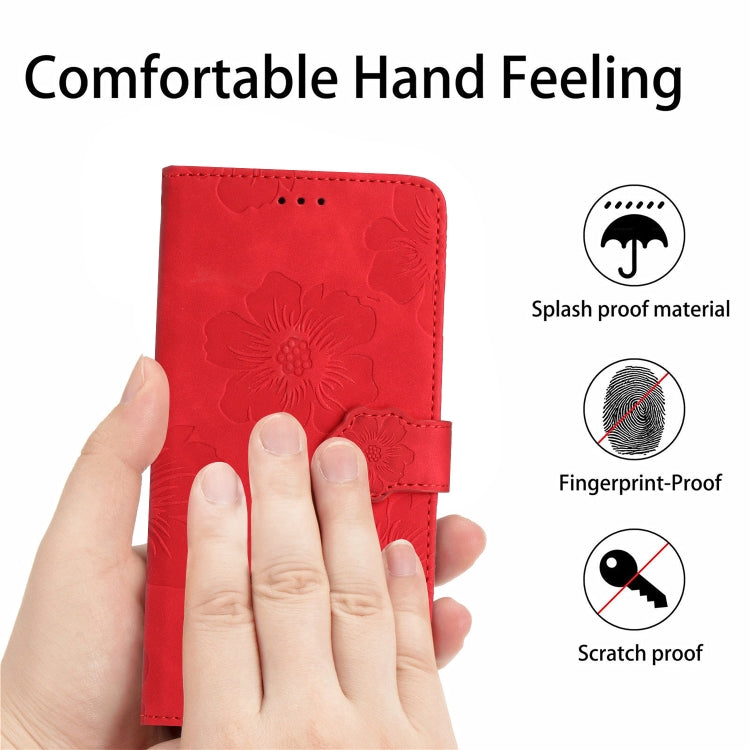 For Samsung Galaxy S25+ 5G Flower Embossing Pattern Leather Phone Case(Red)