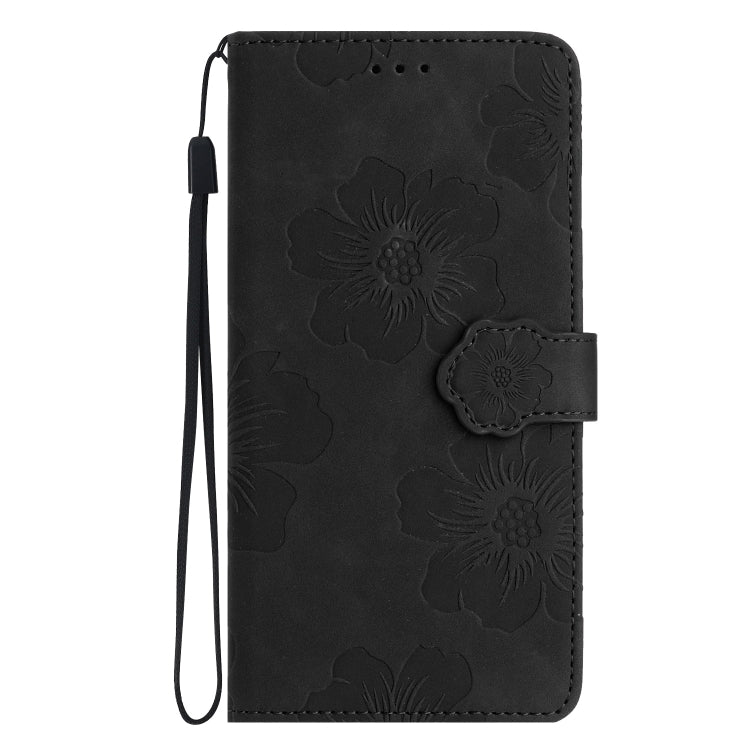 For Samsung Galaxy S25+ 5G Flower Embossing Pattern Leather Phone Case(Black)