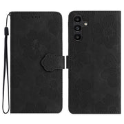 For Samsung Galaxy S25+ 5G Flower Embossing Pattern Leather Phone Case(Black)
