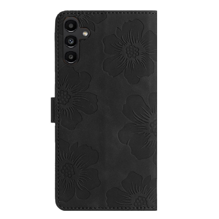 For Samsung Galaxy S25+ 5G Flower Embossing Pattern Leather Phone Case(Black)