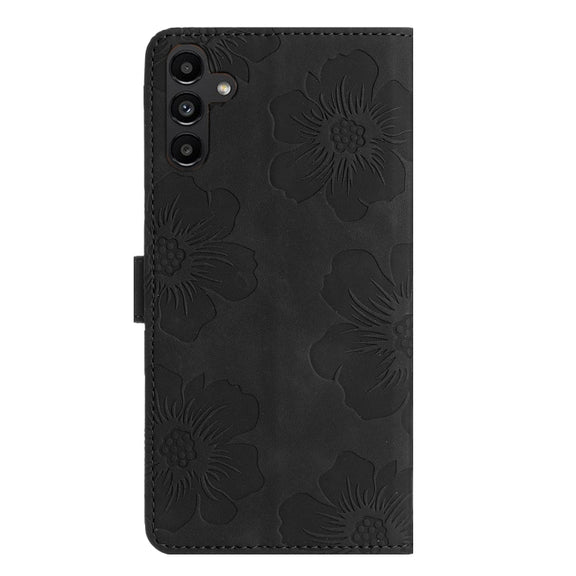 For Samsung Galaxy S25+ 5G Flower Embossing Pattern Leather Phone Case(Black)