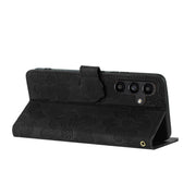 For Samsung Galaxy S25+ 5G Flower Embossing Pattern Leather Phone Case(Black)