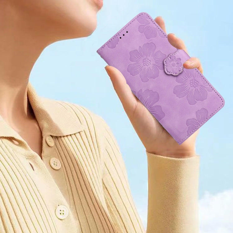For Samsung Galaxy S25 Ultra 5G Flower Embossing Pattern Leather Phone Case(Purple)