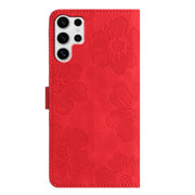 For Samsung Galaxy S25 Ultra 5G Flower Embossing Pattern Leather Phone Case(Red)