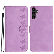 For Samsung Galaxy S25 5G Seven Butterflies Embossed Leather Phone Case(Purple)
