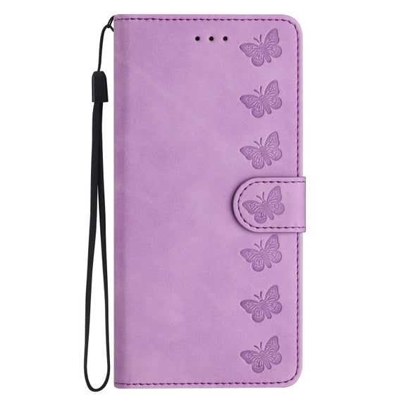 For Samsung Galaxy S25 5G Seven Butterflies Embossed Leather Phone Case(Purple)