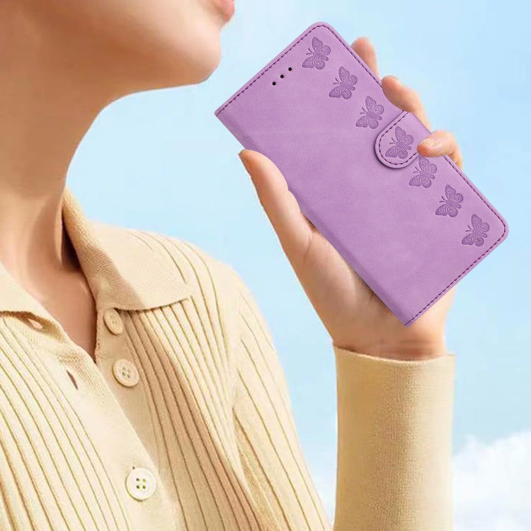 For Samsung Galaxy S25 5G Seven Butterflies Embossed Leather Phone Case(Purple)