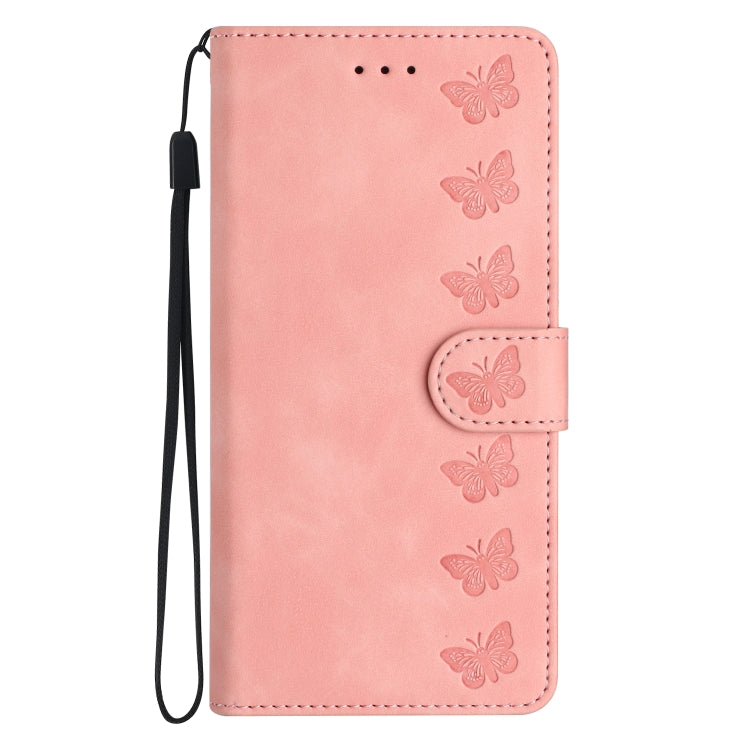 For Samsung Galaxy S25+ 5G Seven Butterflies Embossed Leather Phone Case(Pink)