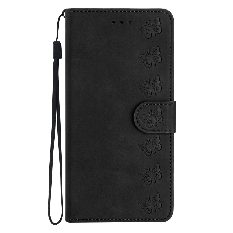 For Samsung Galaxy S25+ 5G Seven Butterflies Embossed Leather Phone Case(Black)