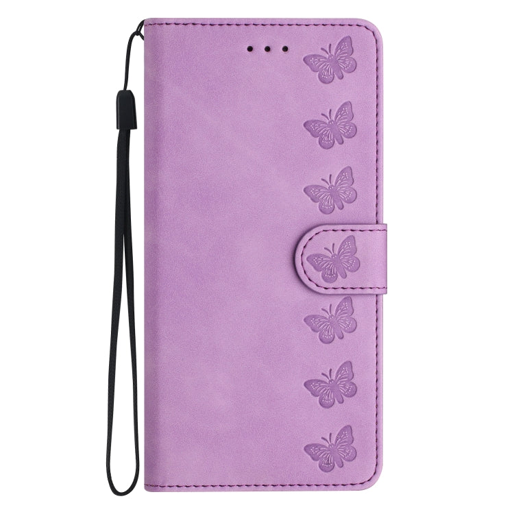 For Samsung Galaxy S25 Ultra 5G Seven Butterflies Embossed Leather Phone Case(Purple)