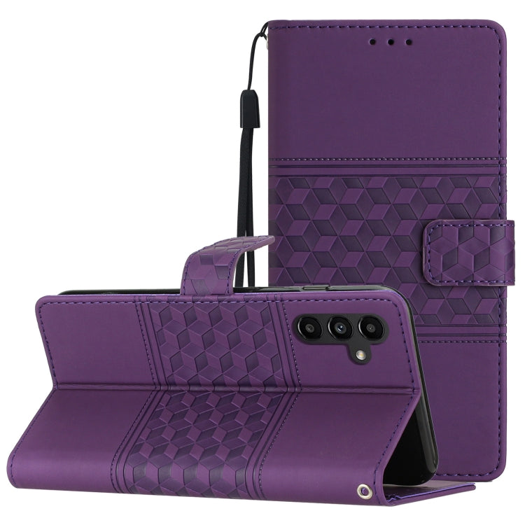 For Samsung Galaxy S25+ 5G Diamond Embossed Skin Feel Leather Phone Case(Purple)