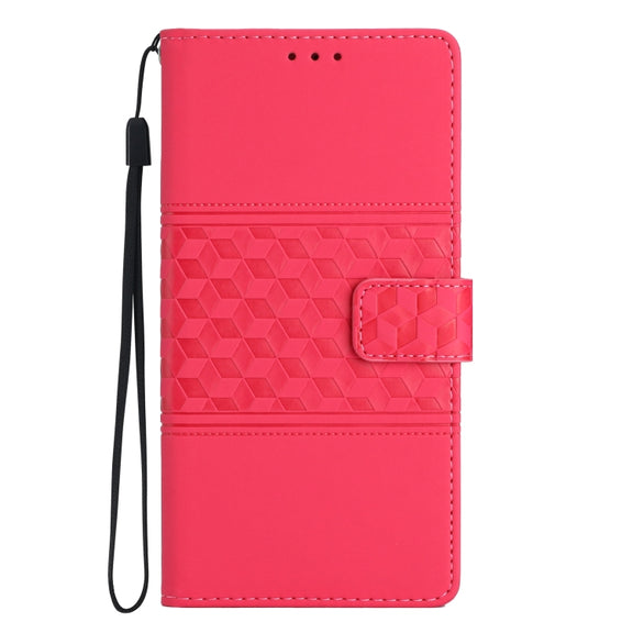 For Samsung Galaxy S25 Ultra 5G Diamond Embossed Skin Feel Leather Phone Case(Red)