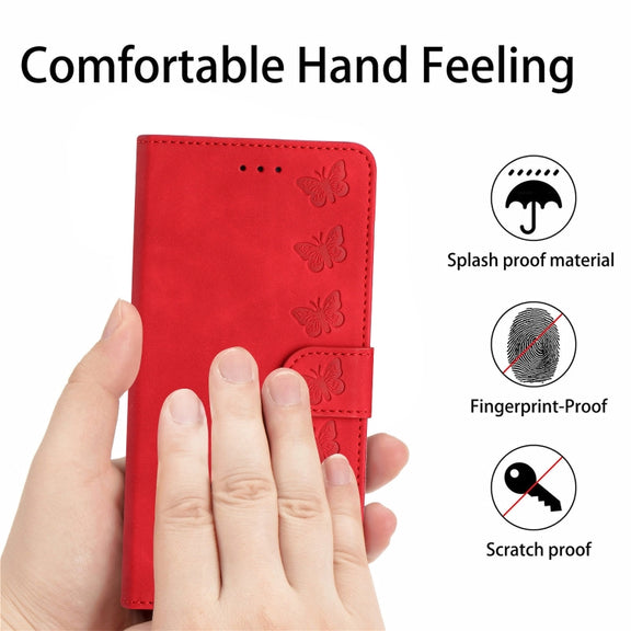 For Samsung Galaxy S25 5G Flower Butterfly Embossing Pattern Leather Phone Case(Red)