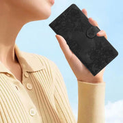 For Samsung Galaxy S25 Ultra 5G Cherry Blossom Butterfly Skin Feel Embossed PU Phone Case(Black)