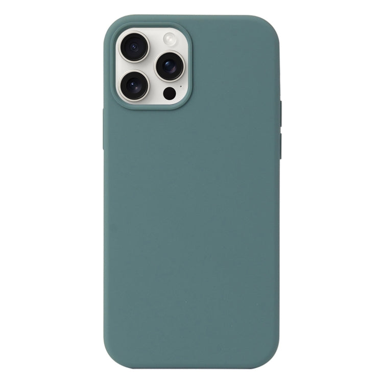 For iPhone 16 Pro Max Liquid Silicone Phone Case(Pine Needle Green)