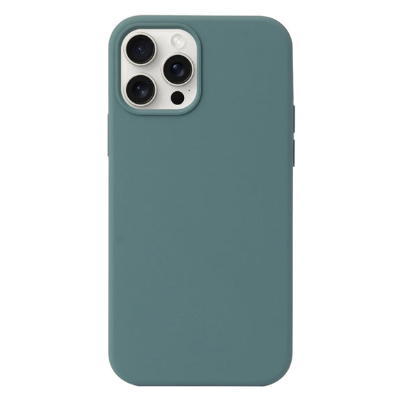 For iPhone 16 Pro Max Liquid Silicone Phone Case(Pine Needle Green)