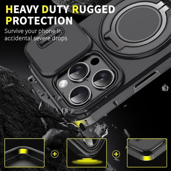For iPhone 16 Plus Sliding Camshield Ring Holder Phone Case(Blue)