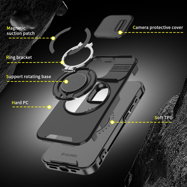 For iPhone 16 Pro Sliding Camshield Ring Holder Phone Case(Pink)