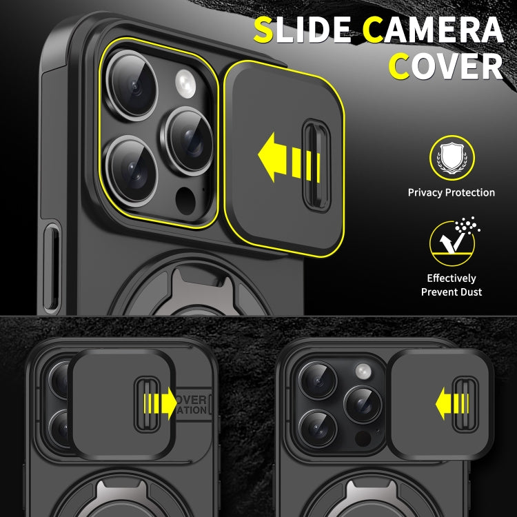 For iPhone 16 Pro Max Sliding Camshield Ring Holder Phone Case(Red)