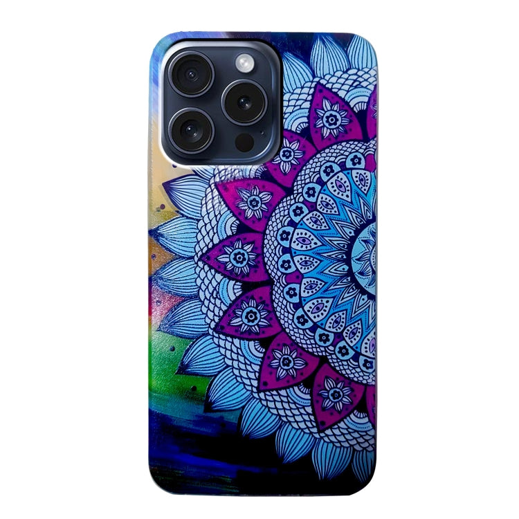 For iPhone 16 Pro Max Colored Drawing Pattern TPU Phone Case(Half-flower)