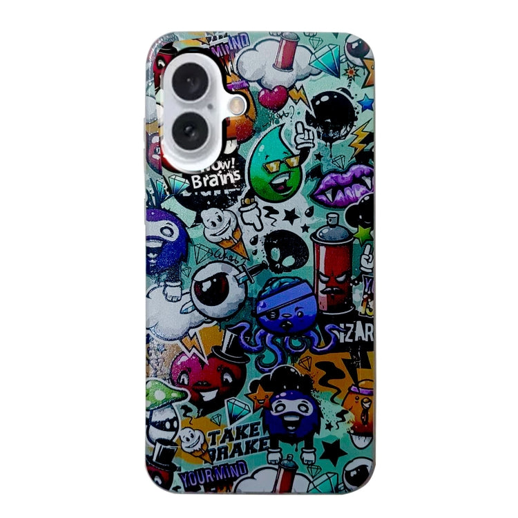 For iPhone 16 Plus Colored Drawing Pattern TPU Phone Case(Graffiti)
