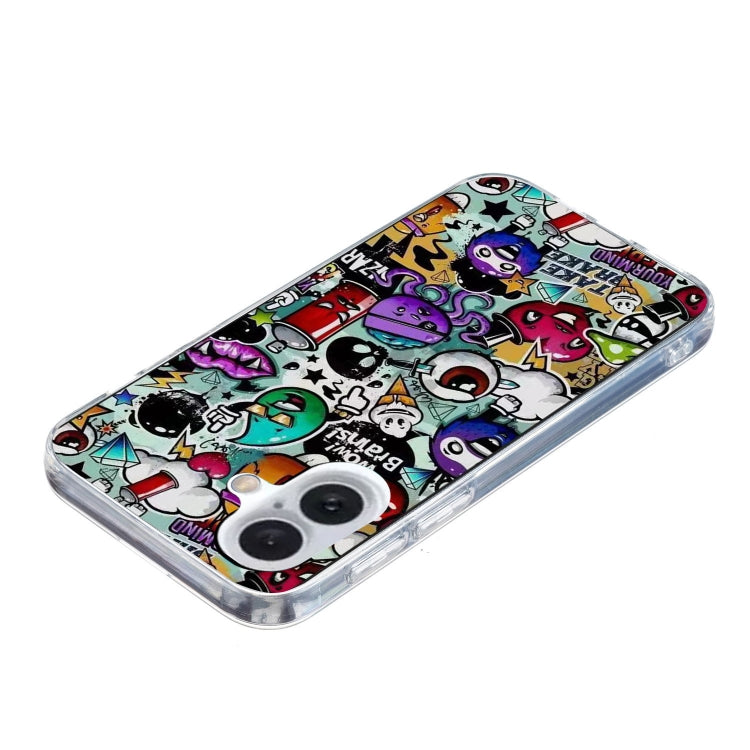 For iPhone 16 Colored Drawing Pattern TPU Phone Case(Graffiti)