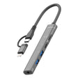 5 in 2 Multi-function HUB Adapter, Interface:USB-C / Type-C + 8 Pin(Grey) - USB HUB by PMC TechLife | Online Shopping South Africa | PMC TechLife | Buy Now Pay Later Mobicred
