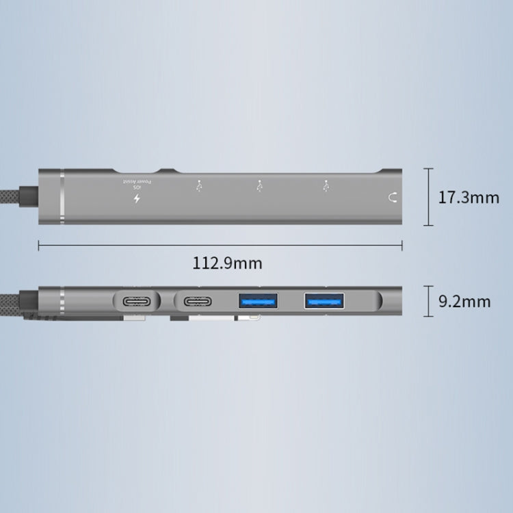 5 in 2 Multi-function HUB Adapter, Interface:USB-C / Type-C + USB-A(Silver)