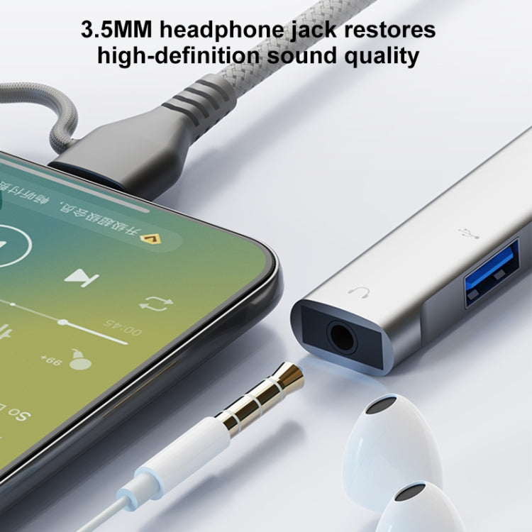5 in 2 Multi-function HUB Adapter, Interface:USB-C / Type-C + USB-A(Silver)