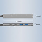 5 in 2 Multi-function HUB Adapter, Interface:USB-C / Type-C + USB-A(Silver)