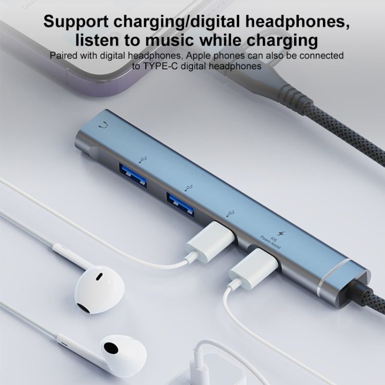 5 in 2 Multi-function HUB Adapter, Interface:USB-C / Type-C + USB-A(Silver)