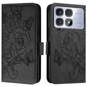 For Redmi K70 Ultra 5G Global Embossed Rose RFID Anti-theft Leather Phone Case(Black)