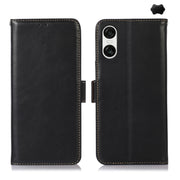 For Sony Xperia 10 VI Magnetic Crazy Horse Texture Genuine Leather RFID Phone Case(Black)