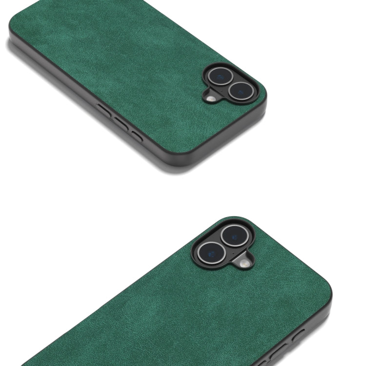 For iPhone 16 Black Frame PU Leather Full Coverage Phone Case(Green)