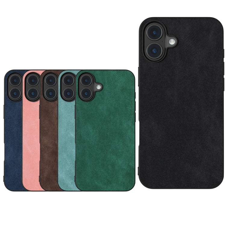 For iPhone 16 Black Frame PU Leather Full Coverage Phone Case(Green)