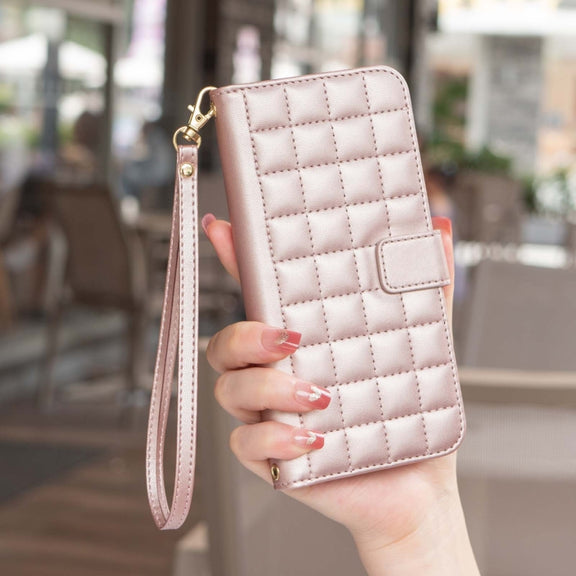 For Google Pixel 9 Pro Square Texture Leather Phone Case(Rose Gold)