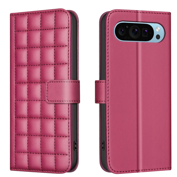 For Google Pixel 9 Pro Square Texture Leather Phone Case(Red)