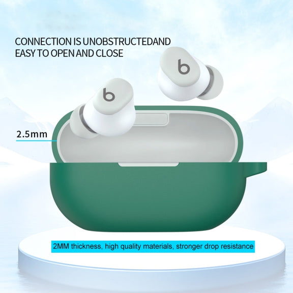 For Beats Solo Buds Wireless Earphones Silicone Protective Case with Hole(Dark Green)