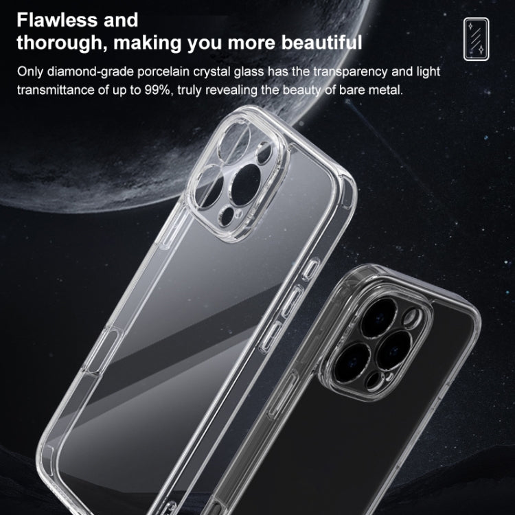 For iPhone 16 Plus Four Corner Airbag Transparent Glass Phone Case