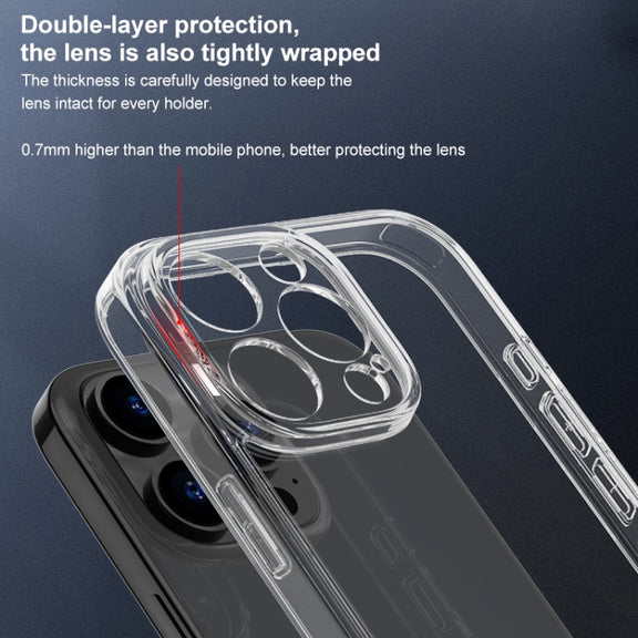 For iPhone 16 Plus Four Corner Airbag Transparent Glass Phone Case