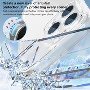 For iPhone 16 Pro Four Corner Airbag Transparent Glass Phone Case