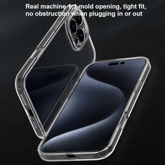 For iPhone 16 Pro Max Four Corner Airbag Transparent Glass Phone Case