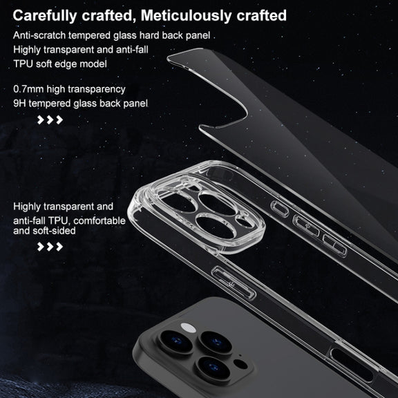 For iPhone 16 Plus Four Corner Airbag Transparent Glass Phone Case