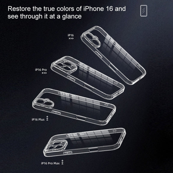 For iPhone 16 Pro Max Four Corner Airbag Transparent Glass Phone Case