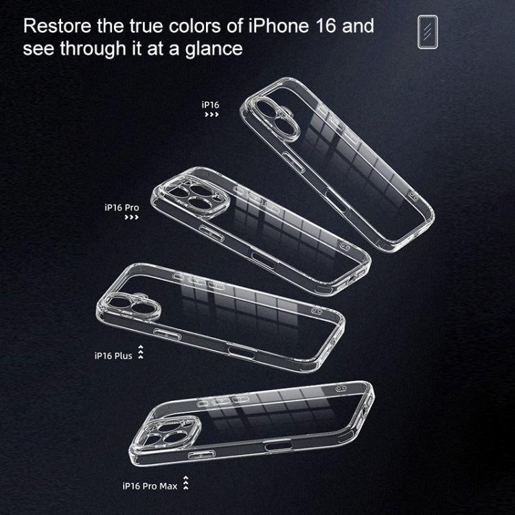 For iPhone 16 Pro Max Four Corner Airbag Transparent Glass Phone Case