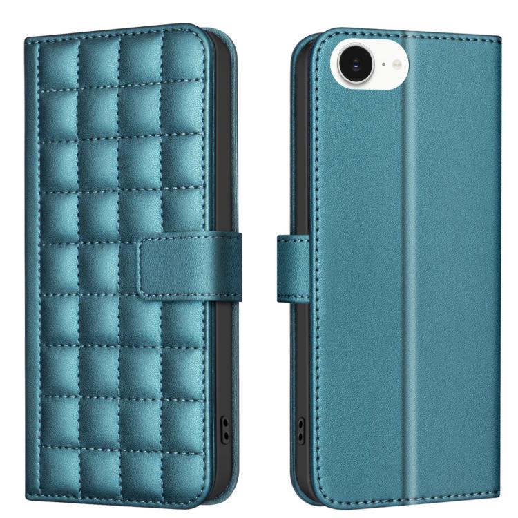 For iPhone 16e Square Texture Leather Phone Case(Green)