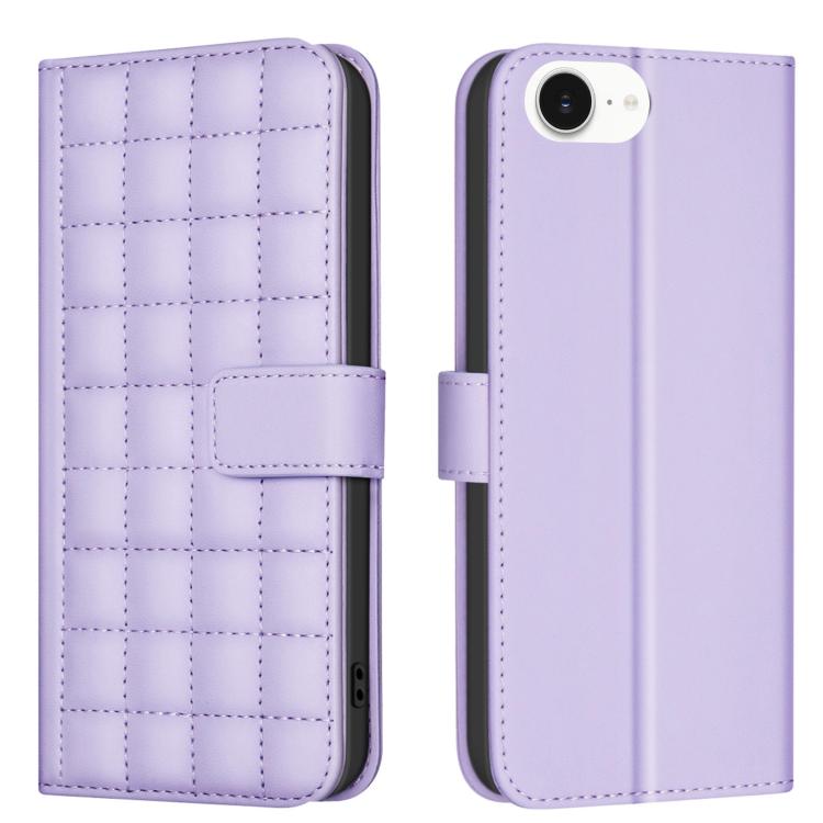 For iPhone 16e Square Texture Leather Phone Case(Purple)