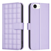 For iPhone 16e Square Texture Leather Phone Case(Purple)